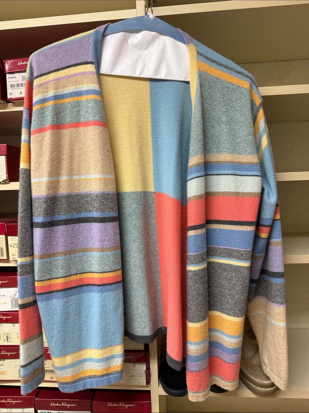 Neiman Marcus Multi-Color Striped Women's Cardigan